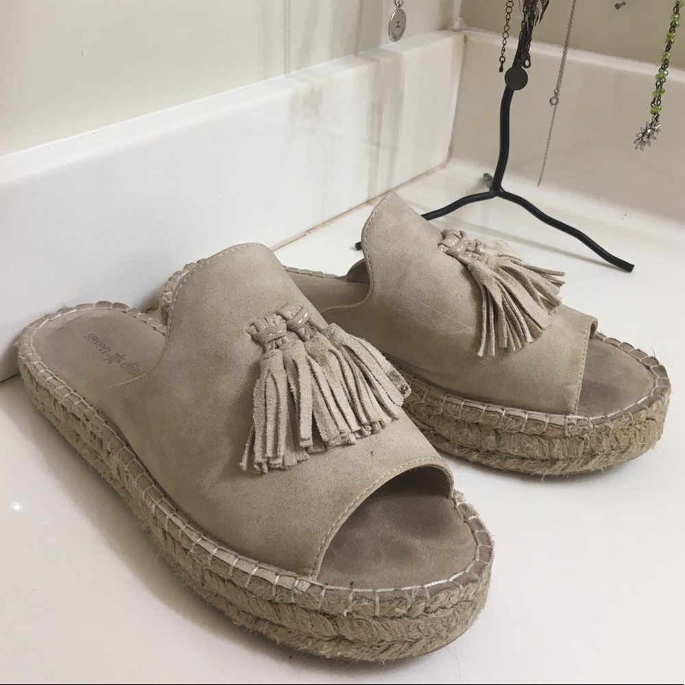 Suede slip on moccasin sandals